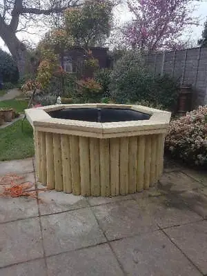 Hexagonal Wooden Pond Kit 330 Litres (72 Gallons) Rigid Plastic Liner • £412.80