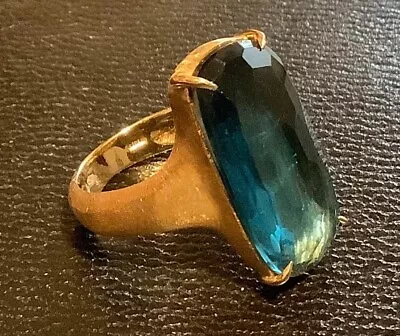 Marco Bicego Murano Blue Topaz Solitaire Ring Yellow Gold 18k • $1100