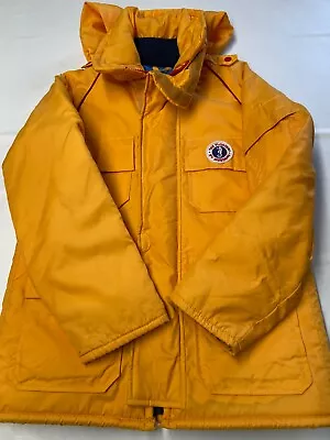 Mens THE FLOATER BY MUSTANG Yellow Marine Wear Cruiser Coat Jacket Sz S • $89.99