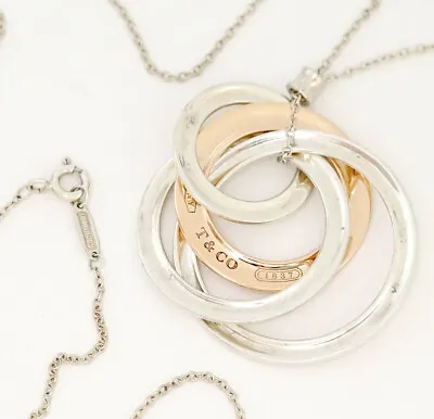 £248.40 • Buy Tiffany & Co. Interlocking Circle Rubedo Necklace 20  Silver 925 W/Box H1079