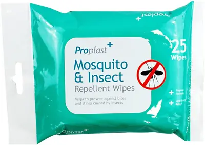 £4.70 • Buy 25pk Mosquito Insect Midge Repellent Wipes Tropical Formula Bite Deet Free - 1x