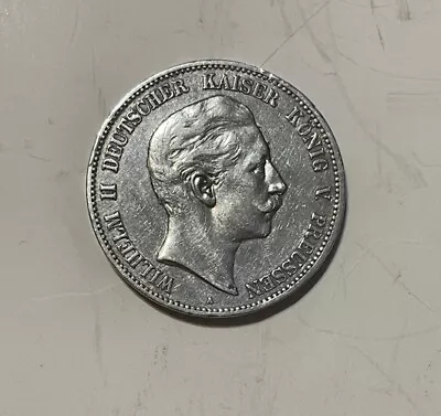 Prussia (Germany) - 1907-A Large Silver 5 Mark - Popular • $65