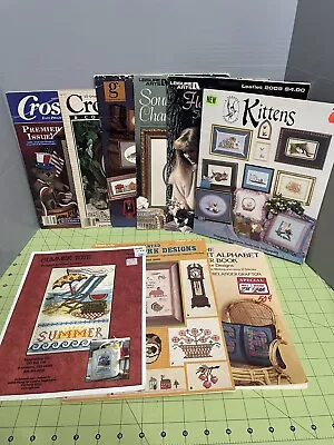 Vintage Cross Stitch Needlepoint Books Crafting Mixed Lot Of 8 Leaflet Magazines • $14.99