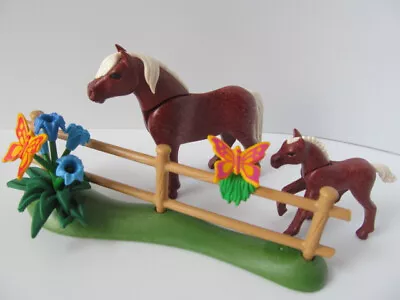 Playmobil Farm/Horse Stables/western: Pony & Foal With Fence & Butterflies NEW • £9.99