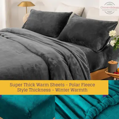 $79 • Buy Thermal 240GSM Super Warm Microplush Sheet Set | Polar Fleece Style Warm Sheets