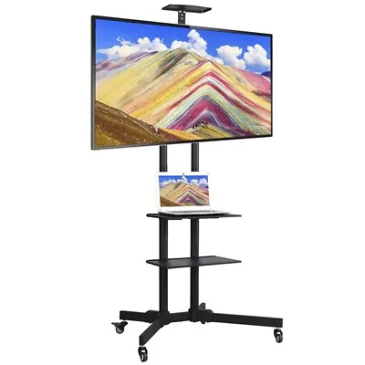 Height Adjustable Mobile TV Stand Mount Universal Flat Screen Rolling TV Cart  • $67.99