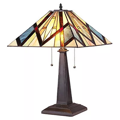 Bedivere Tiffany-Style 2 Light Mission Table Lamp 16  Shade • $103.44