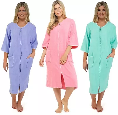 £17.99 • Buy Ladies 100% Cotton Towelling Robe Dressing Gown Zip Front UK 8 - 10