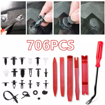 706PCS/Box Clips Car Body Push Pin Fender Bumper Fasteners Rivet Screwdriver Kit • $31