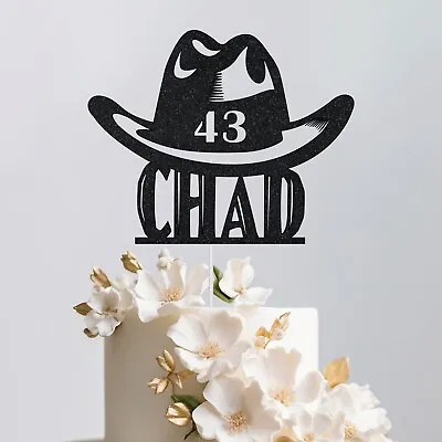 Cowboy Hat Wild West Western Birthday Cake Topper Any Name Age Decoration • £0.99