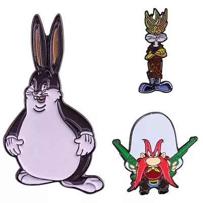 Hard Enamel Funny Anime Cute Rabbit Brooches Animal Lapel Pin Big Chungus Bugs • $7.29