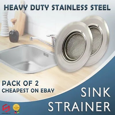 £3.99 • Buy 2x Stainless Steel Sink Bath Plug Hole Strainer Basin Filter Drainer Cover