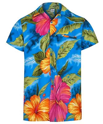 Mens Hibiscus Floral Shirt Hawaiian Shirt Party Holiday Surf Beach Fancy Dress  • £5.99