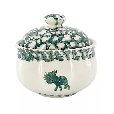 Tienshen Moose Folk Craft Country Sugar Bowl Lid Genuine Stoneware  Pottery Vtg • $12.48
