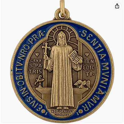 Medalla De San Benito Necklace Color Bronce Contra El Mal Brujerias Apariciones • $24.99