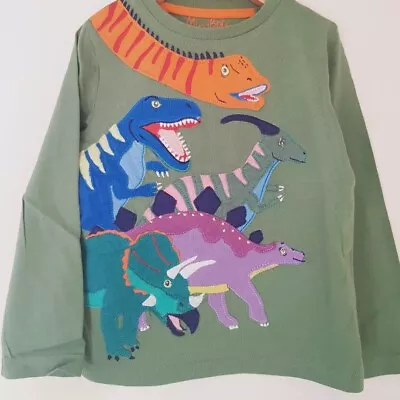 Boys Mini Boden Dino Top T-Shirt New Age 4-5y Big Applique Long Sleeve  • £11.99