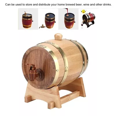 1.5L Vintage Oak Wood Wine Barrel Keg Bucket Home Brew Brewing Acc HG • $68.22