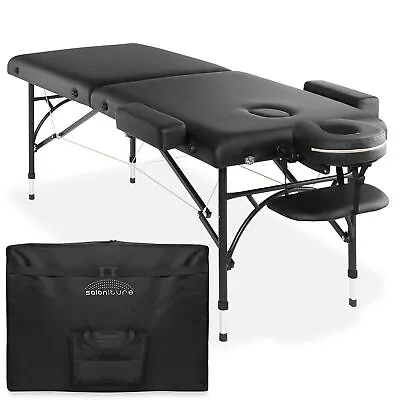 Portable Massage Table - Tilt Backrest Aluminum Legs With Carrying Case - Black • $159.99