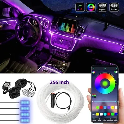 Car RGB Interior Ambient LED Strip Light APP Music Control Atmosphere Lamps 6.5M • $26.99