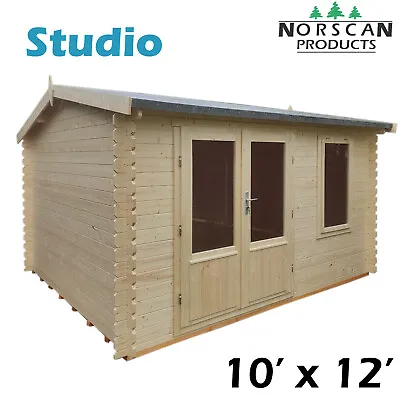10' X 12' 28mm Log Cabin Summerhouse Garden Building Office Shed Studio • £2399