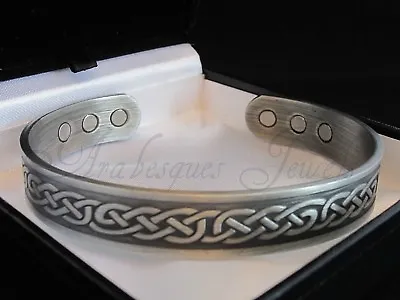 Quality Mens Celtic Copper Magnetic Bangle/torque Arthritis/pain Relief Silver • £12.99