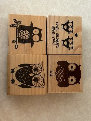 Studio G Craft Smart Owl Themed Stamps Rubber Wooden Lot Of 4 Recollections  • $12.99
