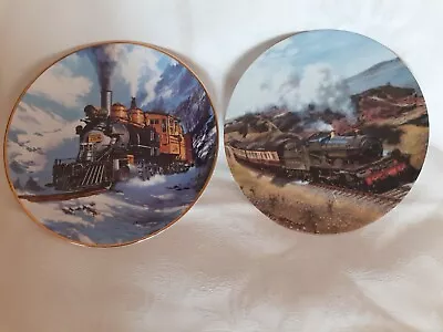 Railway Decorative Plates X 2 Steam Trains  Franklin Mint Davenport • £3