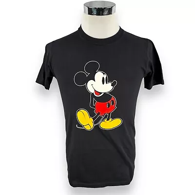 Vintage Disney T-Shirt Mickey Mouse Mens Medium Black Crew Short Sleeve 90s USA • $24.99