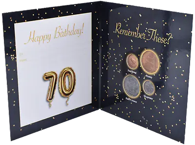  Birthday Card Coins Year Gift Cards Celebration 70th 80th 90th Half Crown [D] • £10.95
