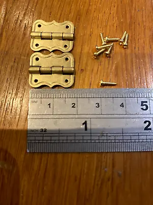 2 Mini Tiny Small 20mm Butterfly Gold Door Hinges Screws Dollhouse Drawer Box • £2.90