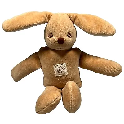 MiYim Bunny Organic Plush Velour Baby Lovey Stuffed Rattle Toy 8  Sleeping Brown • $9.59
