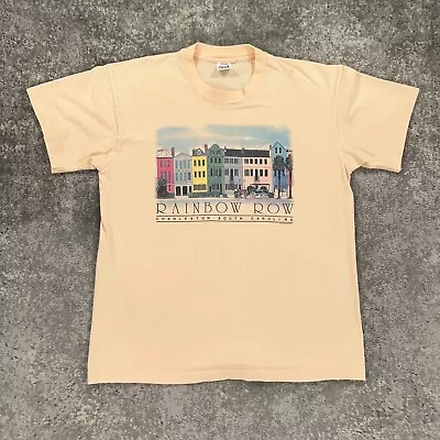 VTG Charleston Shirt Mens Large Orange Rainbow Row Made In USA 90s Single Stitch • $13.98