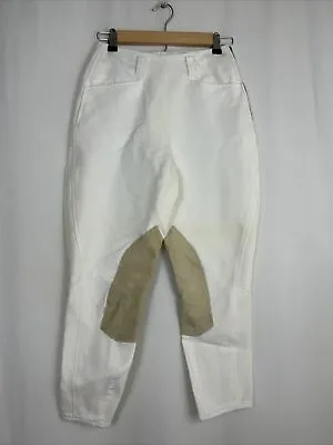 Vintage Prestige Equi-Stretch Breeches Size 26 Ivory No Flare Leather Knee Patch • $24.99