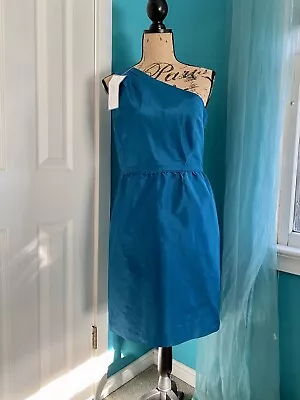 J. Crew Silk Taffeta One Shoulder Teal Blue Nadine Dress Women’s Size 8 NWT • $69.99