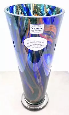 Makora Krosno Murano Style Hand Blown Streaked Glass Vase 12.7  Tall Poland Made • $103.50