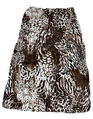 New Chicos Kit Knit Animal Print Maxi Skirt Womens 2 Petite Cocoa Bean Comfort  • $13.12