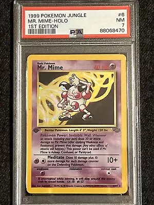 Vintage PSA 7 (NM) - Mr Mime 1st Edition 6/64 - Holo Rare - Pokemon Jungle • $59.95