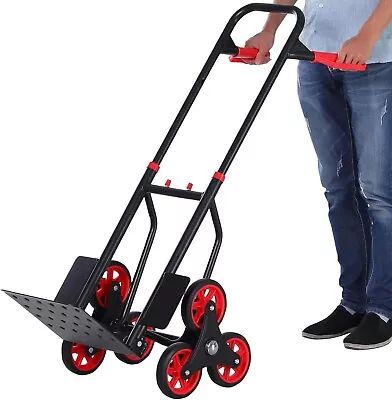 DURHAND Climbing Stairs Trolley Hand Trucks 6-Wheels Foldable Load Cart Steel • £59.99