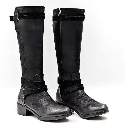 UGG Women Darcie Black Leather Tall Fashion Heel Boots Size 5 • $69