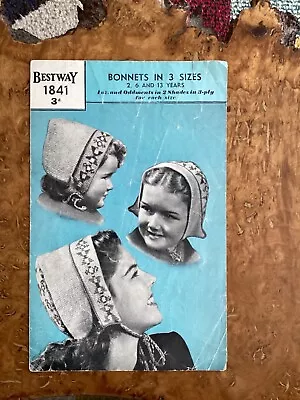 Girls Knitting Patterns.hats.bonnets.size 2 6 13 Years.3 Ply. • £3.80