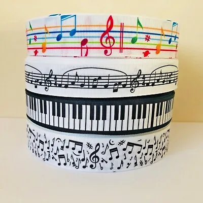 MUSIC Musical Piano Keyboard Notes Printed Cake Craft Gift Wrap Grosgrain Ribbon • £1.85
