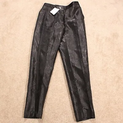 Zara Trousers Jacquard Tuxedo Pants Black 8750/833 - Size XS Extra Small • £21.99