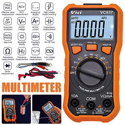 Digital Handheld Multimeter Auto Range DC AC Voltage Current Tester 6000 Counts • £17.85