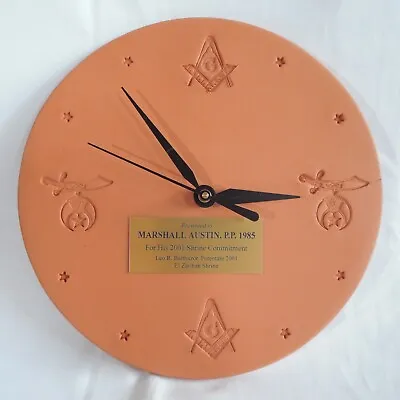 2001 Masonic Freemason Clay Ceramic Wall Clock Plaque El Zaribah Shrine Temple • $19.99