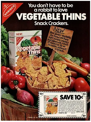 1979 Nabisco Print Ad Vegetable Thins You Don't Have To Be Rabbit Store Coupon • $11.50