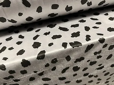Faux Suede Stretch Spandex Jersey Fabric Per Metre - Dalmatian Print - Grey • £7.99