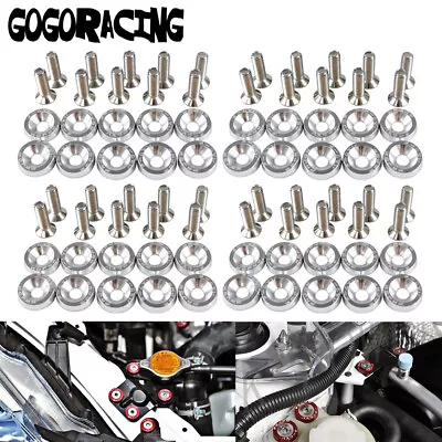 40PCS JDM Aluminum Fender Bumper Washer Bolt Engine Bay Dress Up Kit Silver • $27.33