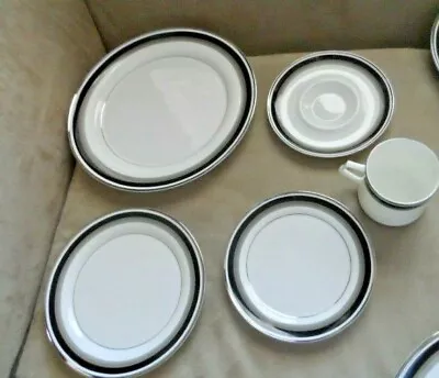 Mikasa Dinner Set 5PCS Bone China  W Platinum Trim  A 4102 NOIR Japan • $129.99