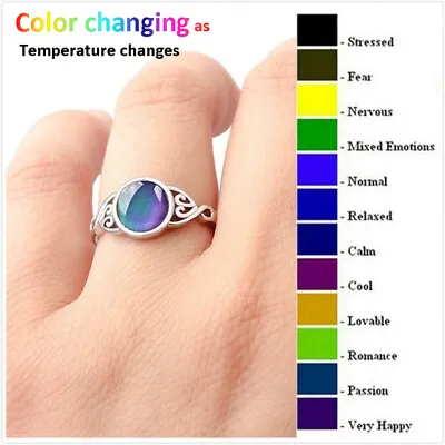 Funny Mood Rings Temperature Color Changing Band For Women Men Jewelry Size 6-10 • $2.81