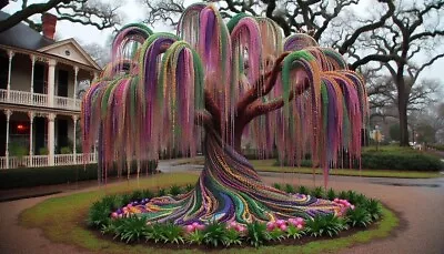 Unique New Orleans Mardi Gras Tree Of Beads • $10